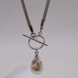 Pearl Pendant Necklace Freshwater Pearl Rope Necklace Silver Necklace