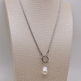 Pearl Pendant Necklace Freshwater Pearl Rope Necklace Silver Necklace