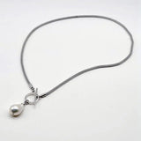 Pearl Pendant Necklace Freshwater Pearl Rope Necklace Silver Necklace