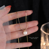 Pearl Pendant Necklace Women Clavicle Chain Choker S925 Silver Jewelry