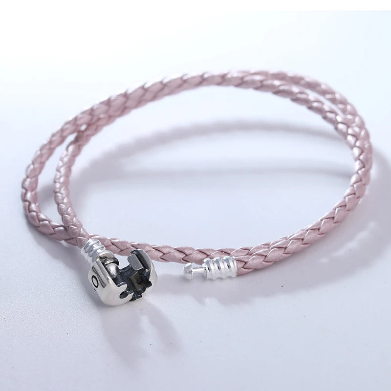 Pink Leather Bracelet for Charms & Beads DIY Jewelry Making