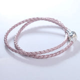 Pink Leather Bracelet for Charms & Beads DIY Jewelry Making
