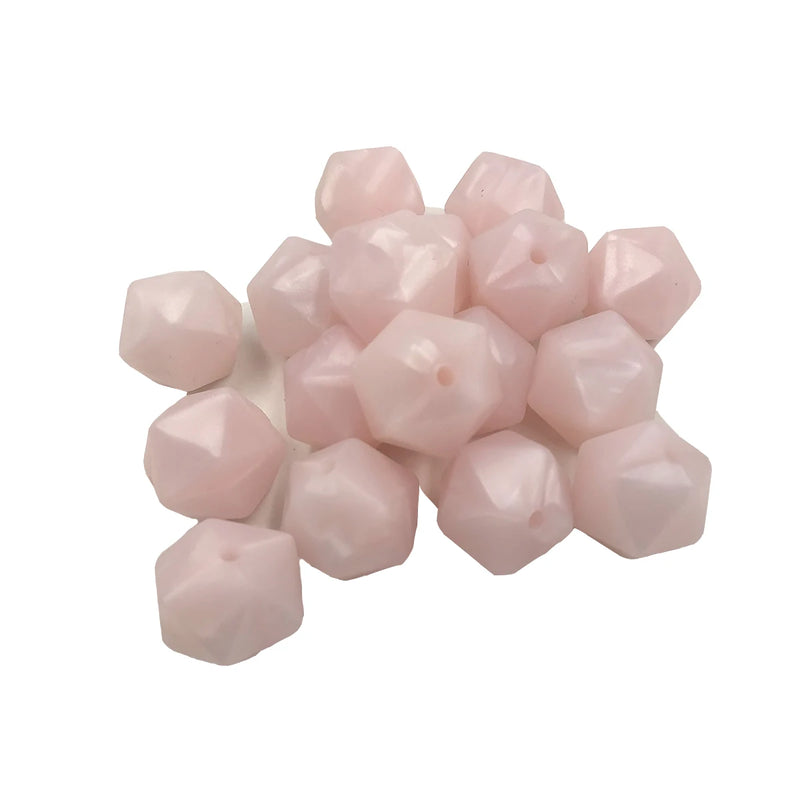 Pearl Pink Icosahedron Silicone Bead for Jewelry Making