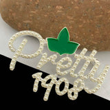 Pearl Initial Brooch Pins for Women Girls