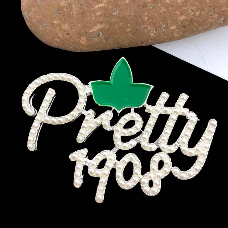 Pearl Initial Brooch Pins for Women Girls