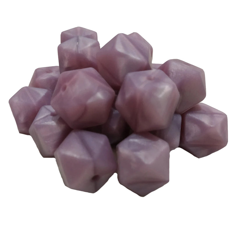 Pearl Purple Hexagon Silicone Bead 14mm for Keychain Bracelet Necklace
