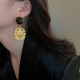 Pearl Resin Heart Water Drop Metal Pearl Dripping Glaze Ear Stud