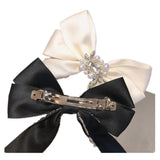 Pearl Rhinestone Flannel Bow Hairpin Headwear