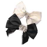 Pearl Rhinestone Flannel Bow Hairpin Headwear
