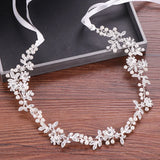 Floral Leaf Bride Pearl Headband Wedding Hair Accessory