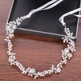 Floral Leaf Bride Pearl Headband Wedding Hair Accessory