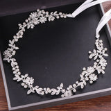 Floral Leaf Bride Pearl Headband Wedding Hair Accessory