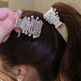 Pearl Rhinestone Metal Hair Clip Small Diamond Hairpins High Ponytail Holder