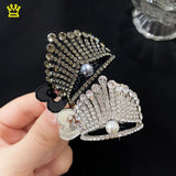 Pearl Rhinestone Metal Hair Clip Small Diamond Hairpins High Ponytail Holder