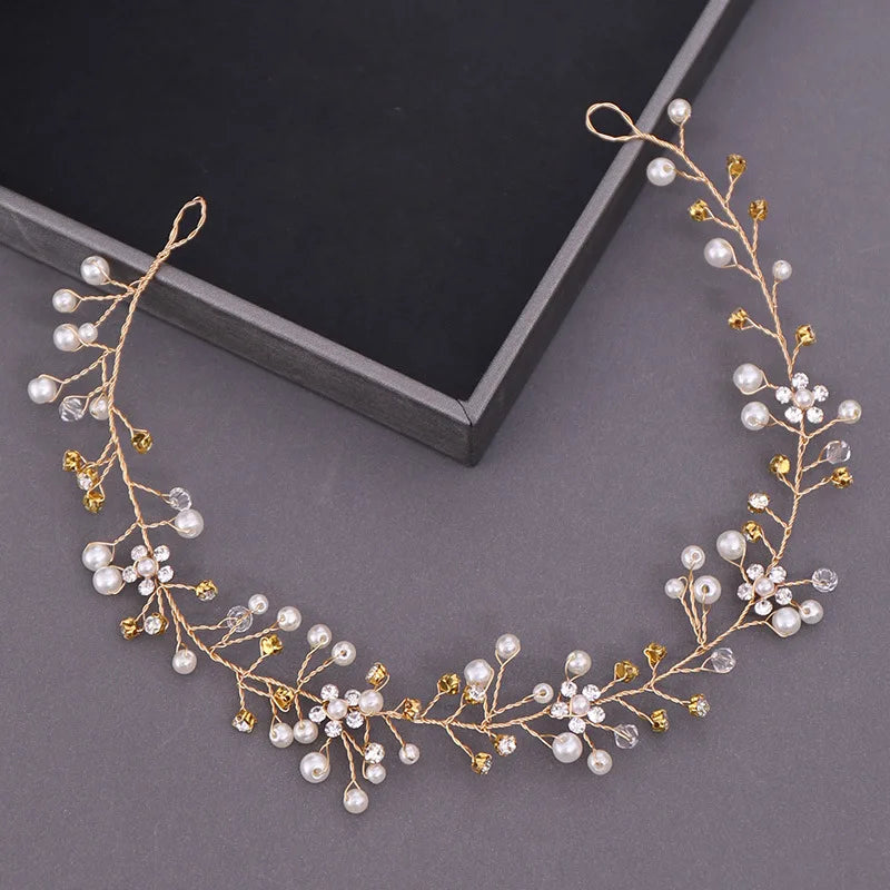 Pearl Rhinestone Women Headband Wedding Hair Accessories For Women Bride Tiara