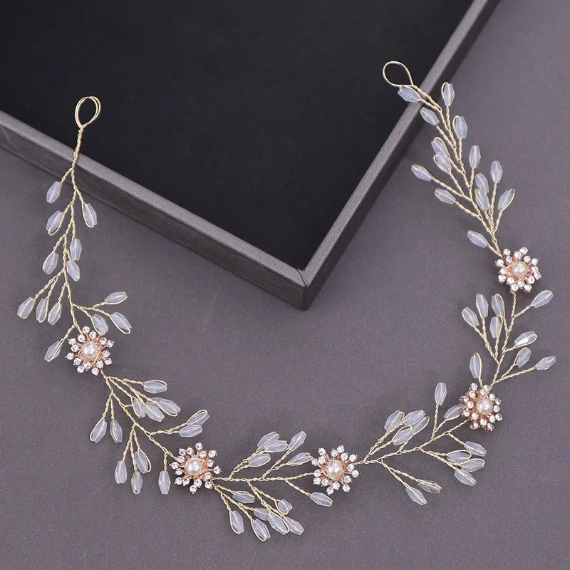 Pearl Rhinestone Women Headband Wedding Hair Accessories For Women Bride Tiara