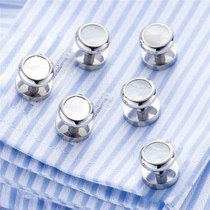 Pearl Shell Brass Cufflinks Mens Tuxedo Shirt Stud Cuff Links