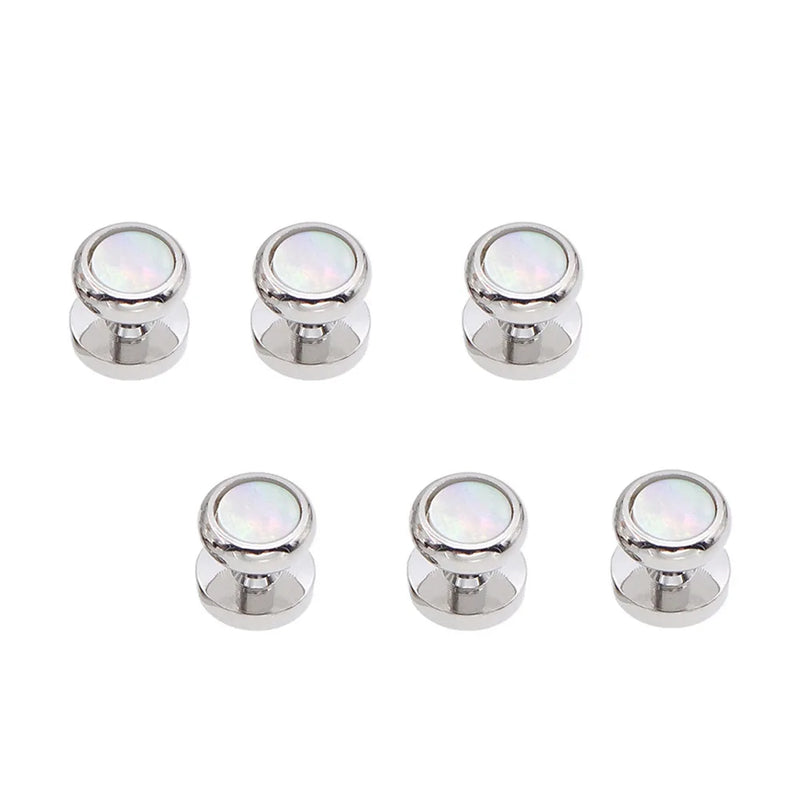 Pearl Shell Brass Cufflinks Mens Tuxedo Shirt Stud Cuff Links