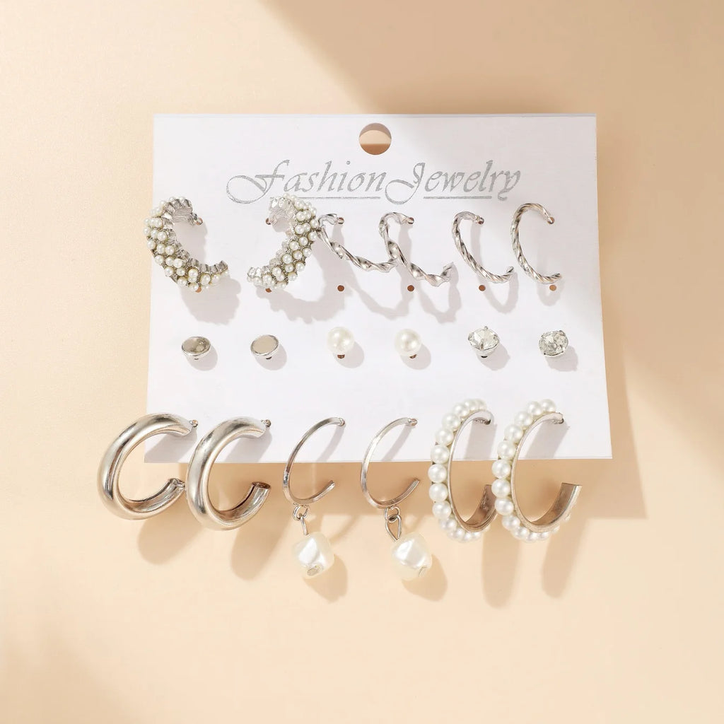 Boho Vintage Geometric Stud Earrings Set Heart Jewelry