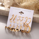 Boho Vintage Geometric Stud Earrings Set Heart Jewelry