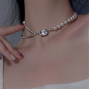 Rhinestone Geometric Necklace Choker for Women