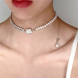 Rhinestone Geometric Necklace Choker for Women