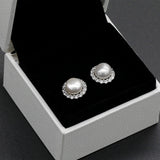 925 Silver Freshwater Pearl Stud Earrings Zircon Jewelry for Women