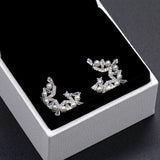 925 Silver Pearl Stud Earrings Half Star Zircon Women Gift
