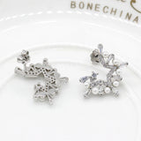 925 Silver Pearl Stud Earrings Half Star Zircon Women Gift