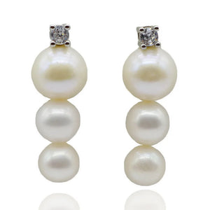 Natural Pearl Sterling Silver Stud Earrings