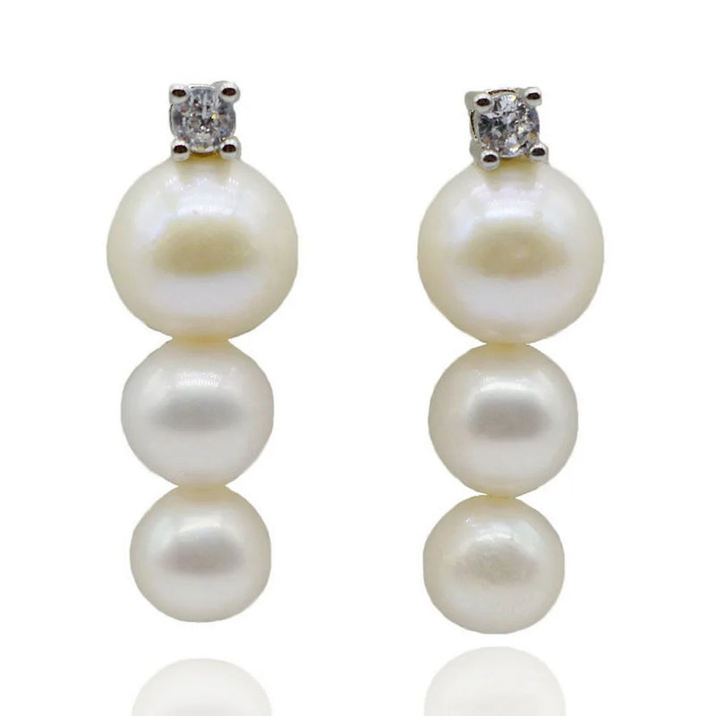 Natural Pearl Sterling Silver Stud Earrings
