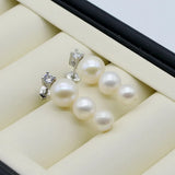 Natural Pearl Sterling Silver Stud Earrings