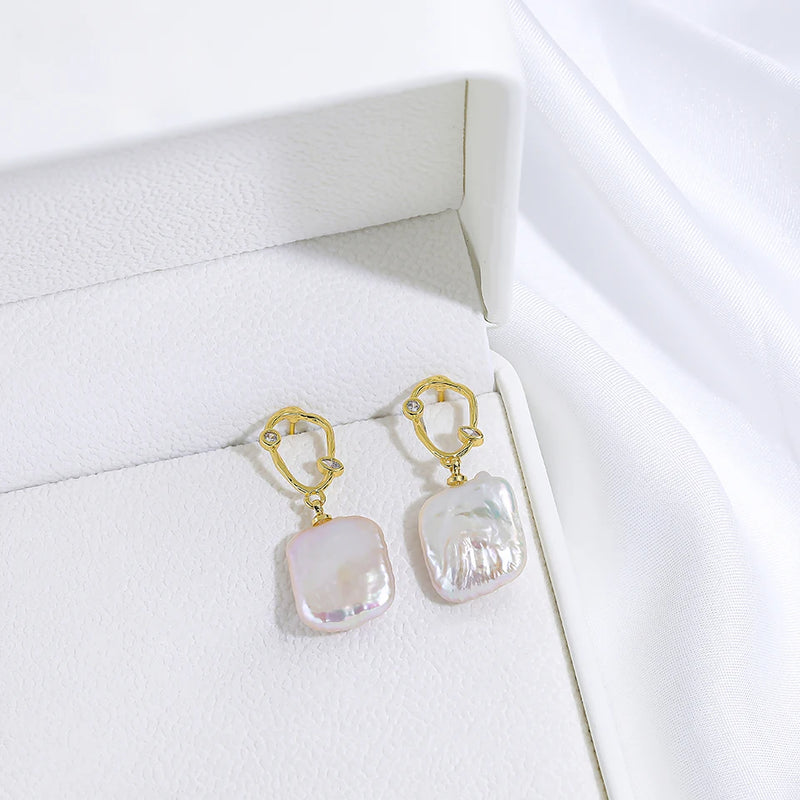 Baroque Freshwater Pearl Stud Earrings for Women Elegant Jewelry Gift