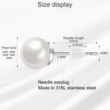 Pearl Stud Earrings 5 Pairs Set 316L Stainless Steel No Fade 4-8mm