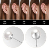 Pearl Stud Earrings 5 Pairs Set 316L Stainless Steel No Fade 4-8mm