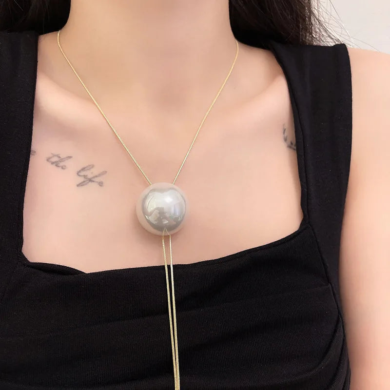 Pearl Sweater Chain Necklace Long Tassel Party Jewelry