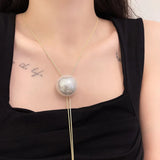 Pearl Sweater Chain Necklace Long Tassel Party Jewelry