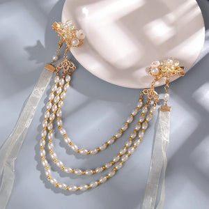 Pearl Tassel Hairpins Hanfu Hair Accessories Vintage Hair Clips Wedding Jewelry