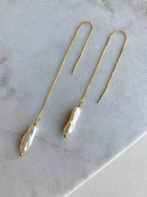 Pearl Threader Earrings - Chain Earrings