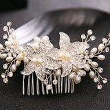 Bridal Headdress Floral Metal Crystal Hairpin Clip Wedding Hair Ornament