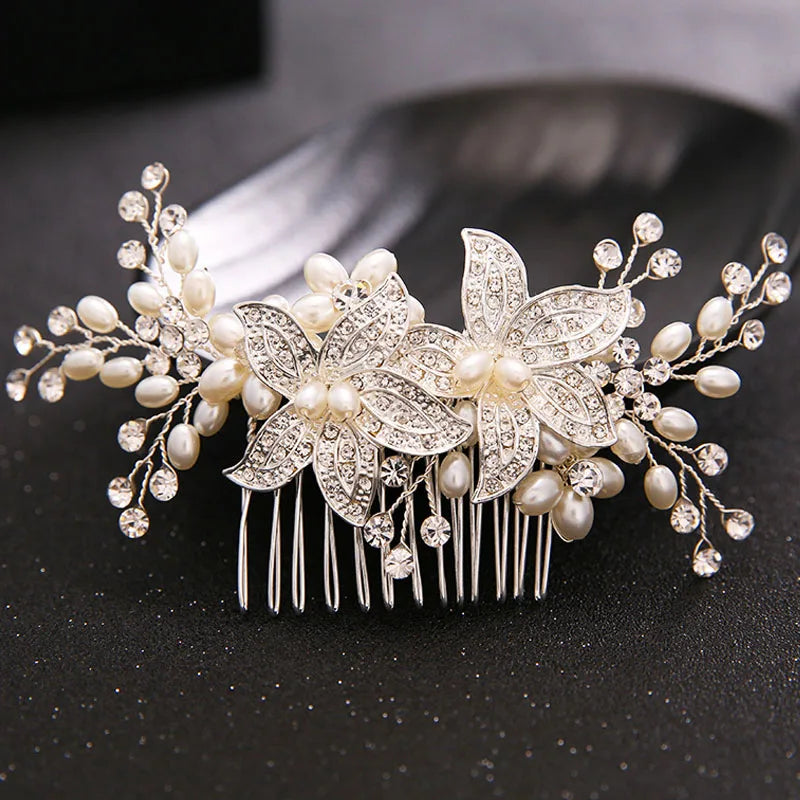 Bridal Headdress Floral Metal Crystal Hairpin Clip Wedding Hair Ornament