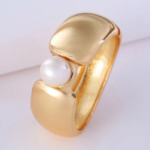 Pearl Wide Cuff Bracelet Minimalist Bangle