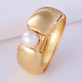 Pearl Wide Cuff Bracelet Minimalist Bangle