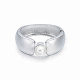 Pearl Wide Cuff Bracelet Minimalist Bangle