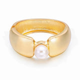 Pearl Wide Cuff Bracelet Minimalist Bangle