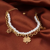 Stainless Steel Butterfly Heart Charm Bracelet for Women