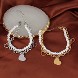 Stainless Steel Butterfly Heart Charm Bracelet for Women