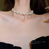 Pearl Woven Necklace Retro Style Collarbone Chain Jewelry Female
