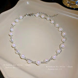 Pearl Woven Necklace Retro Style Collarbone Chain Jewelry Female