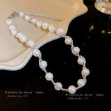 Pearl Woven Necklace Retro Style Collarbone Chain Jewelry Female